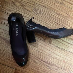 Chanel Black and purple Block Heel Pumps